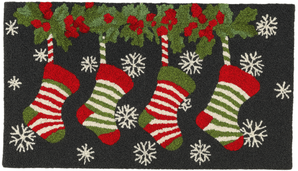 Hand-hooked Holiday Stocking Accent Rug — 22" X 38" — Christmas Stocking Doormat - Image 4