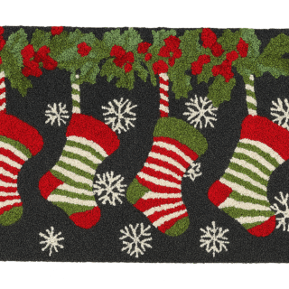 Hand-hooked Holiday Stocking Accent Rug — 22" X 38" — Christmas Stocking Doormat