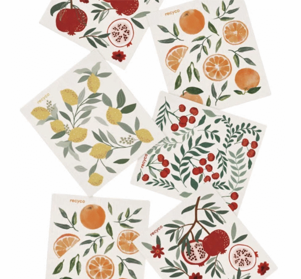 Evergrace 12-piece Swedish Dishcloth Set – All-natural, Ultra Absorbent & Reusable - Fruit Pattern - Image 3