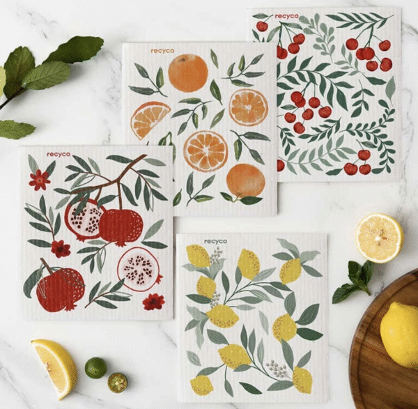 Evergrace 12-piece Swedish Dishcloth Set – All-natural, Ultra Absorbent & Reusable - Fruit Pattern - Image 4