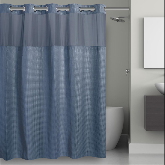 Hookless 3-in-1 Waffle Shower Curtain - Blue