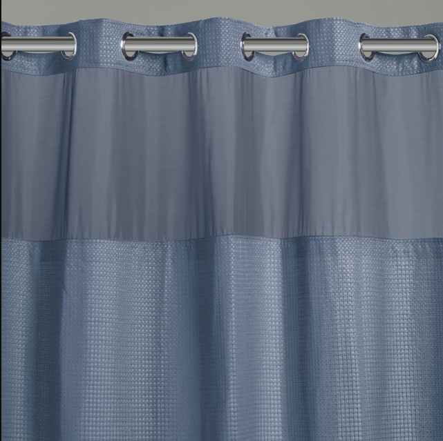 Hookless 3-in-1 Waffle Shower Curtain - Blue - Image 3