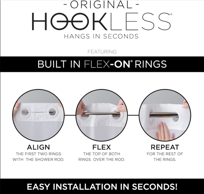 Hookless 3-in-1 Waffle Shower Curtain - Blue - Image 4