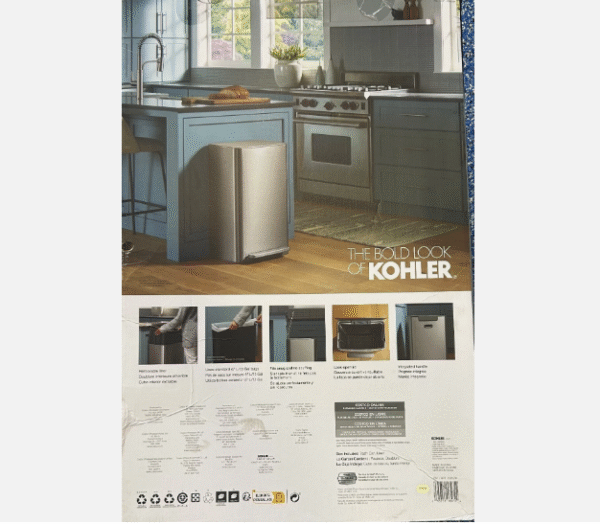 Kohler Step Trash Can Stainless Steel Foot Pedal For Hands-free - 47L - Image 8
