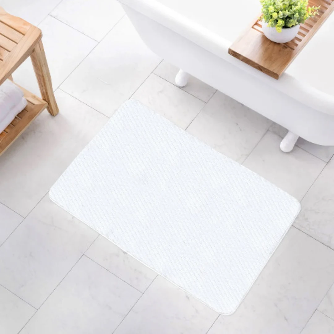 Cotton Twill Memory Foam Bath Rug - White - Image 3