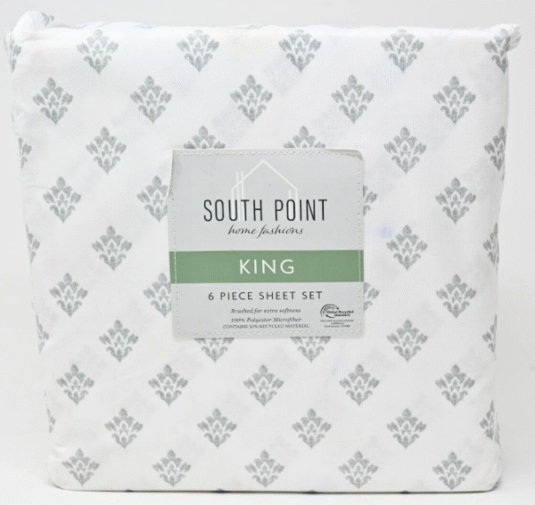 South Point Home Fashions Microfiber - 6 Pcs Sheet Set- Gray Medallion - Image 6