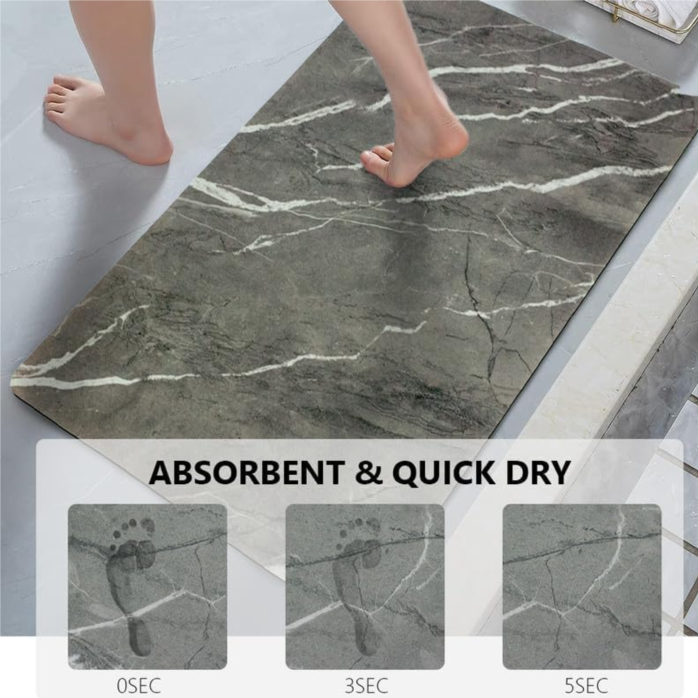 Gliwen Dark Grey Bath Mat - 2ft X 5ft - Image 3