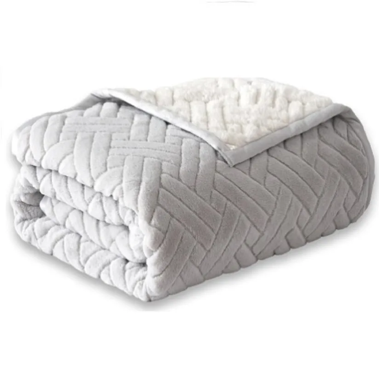 Korbliss Faux Fur King Throw Blanket - 90x102'' - Light Grey - Image 4