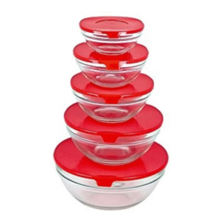 Pyronex Glass Food Storage Containers with Snap Lids - Red