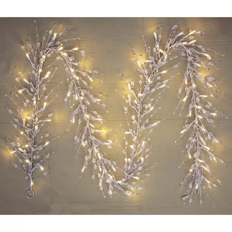 9ft (2.7m) Glitter Gem Garland With 100 Warm White Led Lights - Image 4