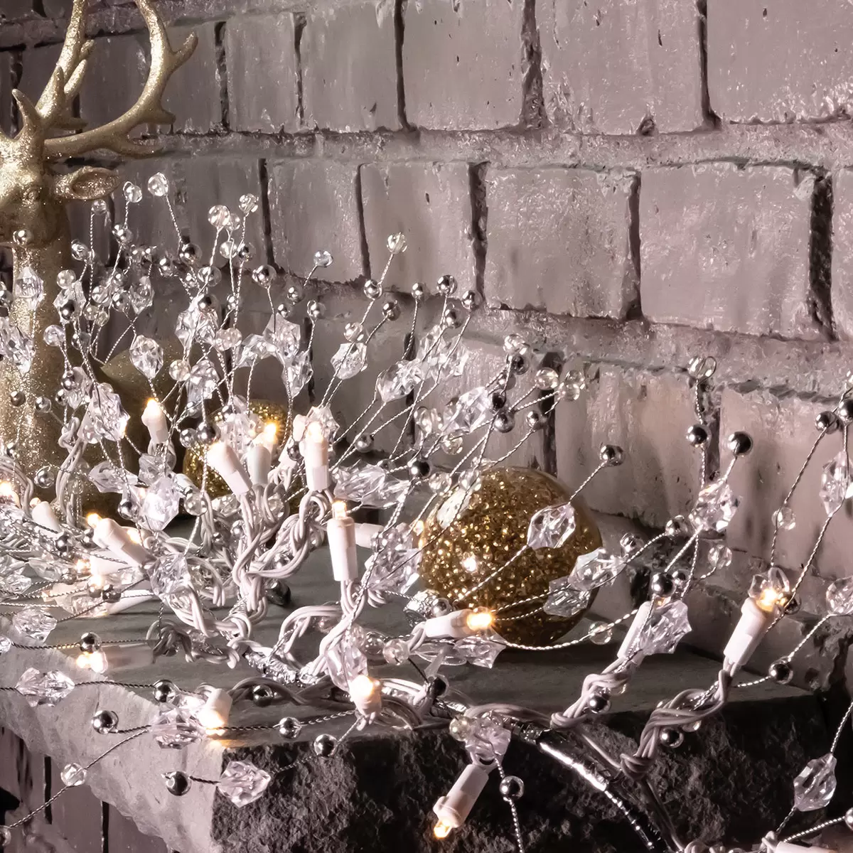 9ft (2.7m) Glitter Gem Garland With 100 Warm White Led Lights - Image 5