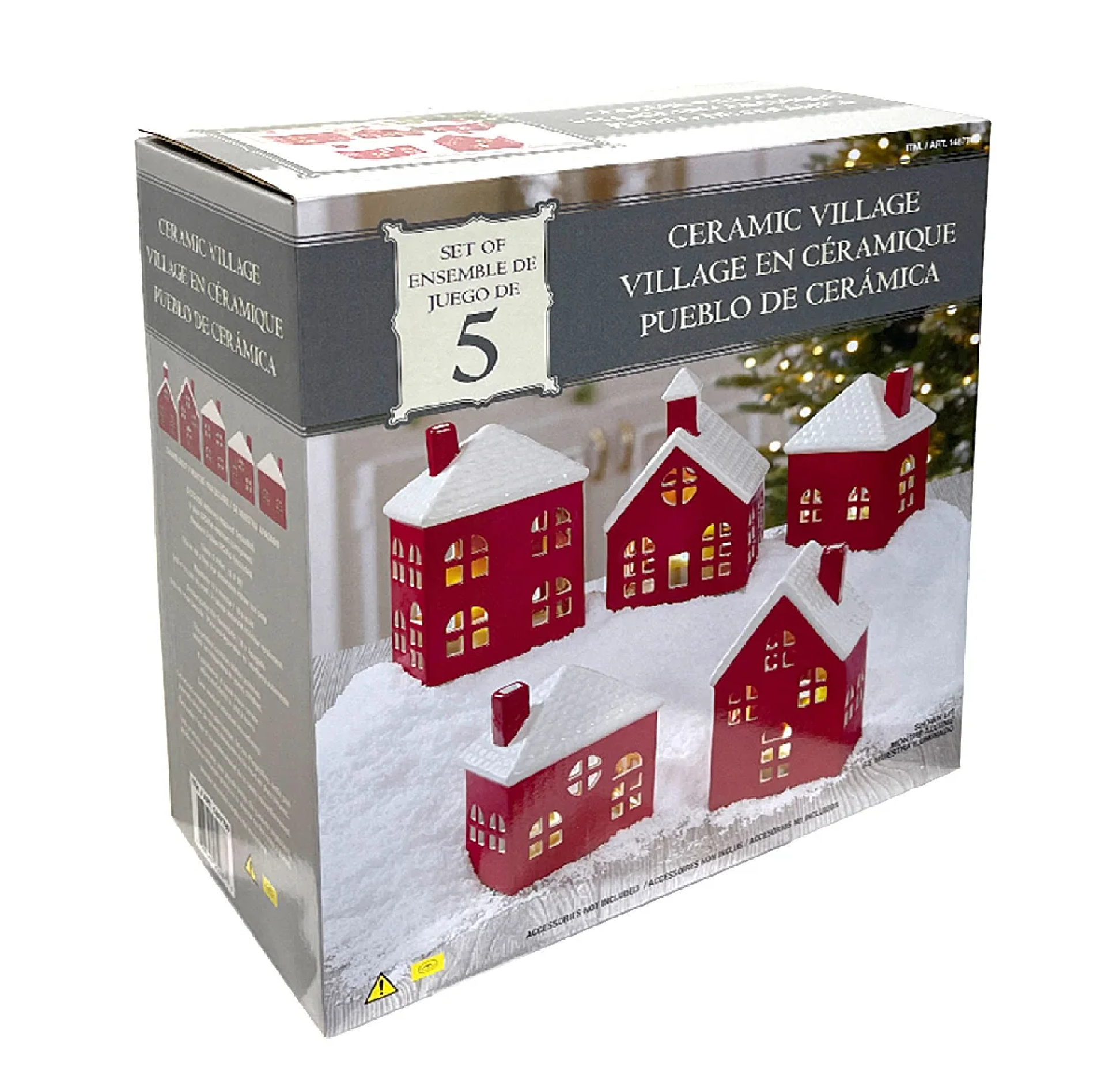 Costco Set Of 5 Ceramic Village - Image 4