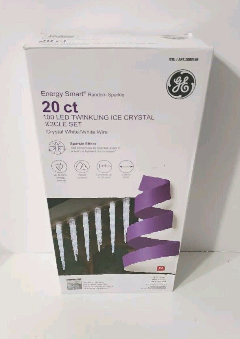 GE Energy Smart Random Sparkle 20/100 LED Twinkling Ice Crystal Icicle Set - Image 3