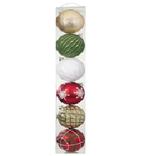 Cg Hunter Holiday 6-piece Shatter Resistant 6-inch Ornaments Red/green