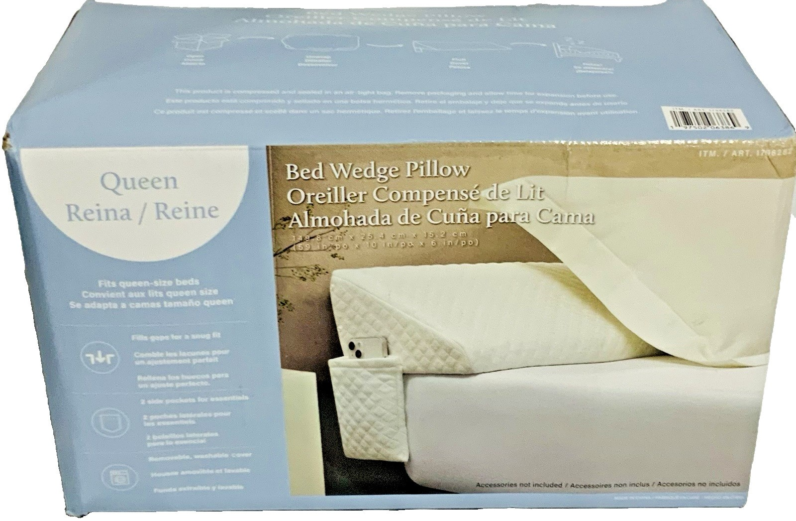Essential Comfort Bed Wedge Pillow, Queen Size - Image 5