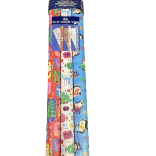 Kirkland Signature Double Sided Gift Wrap 3 Rolls, Blue/white/red