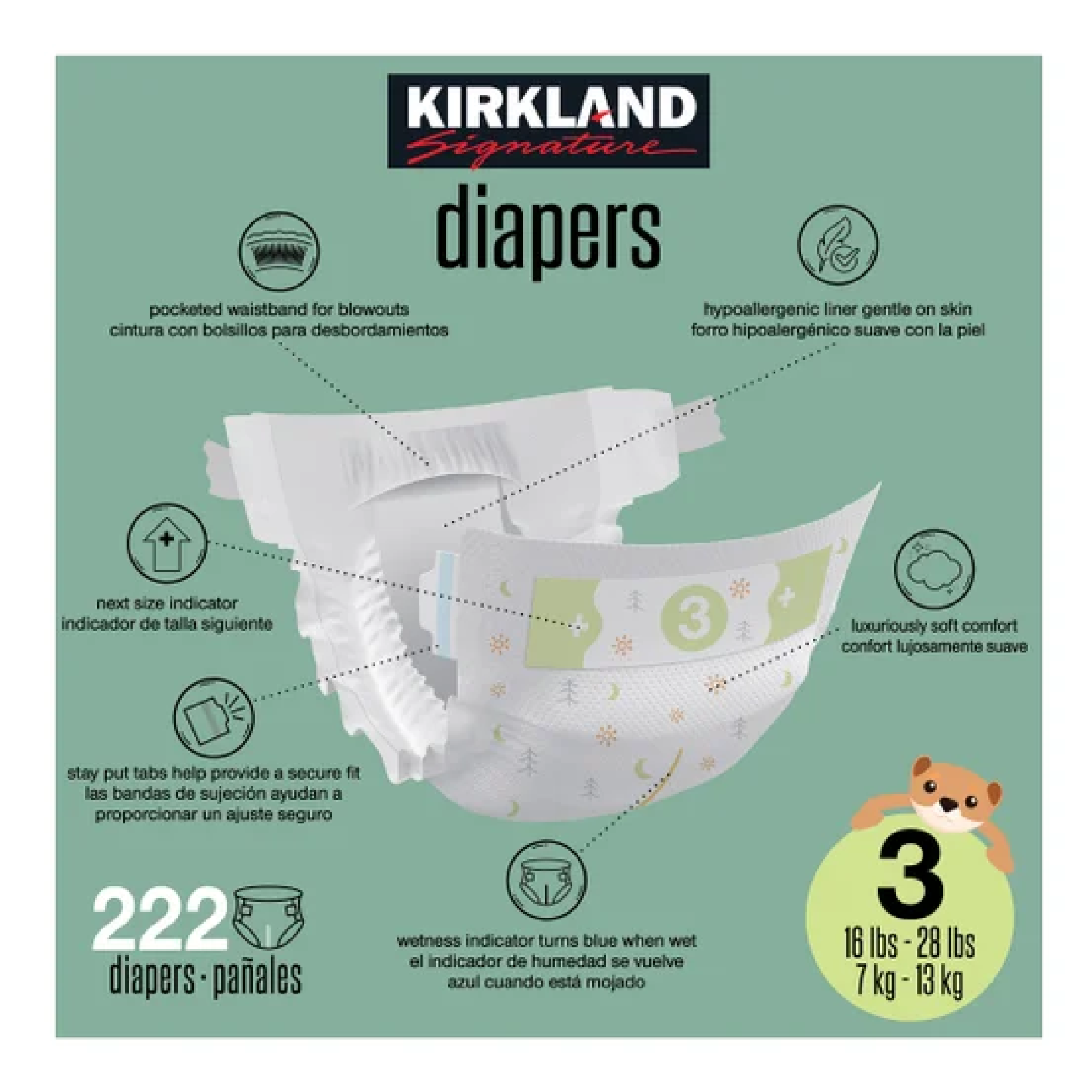 Kirkland Signature Baby Diaper, Size 3 - Image 3