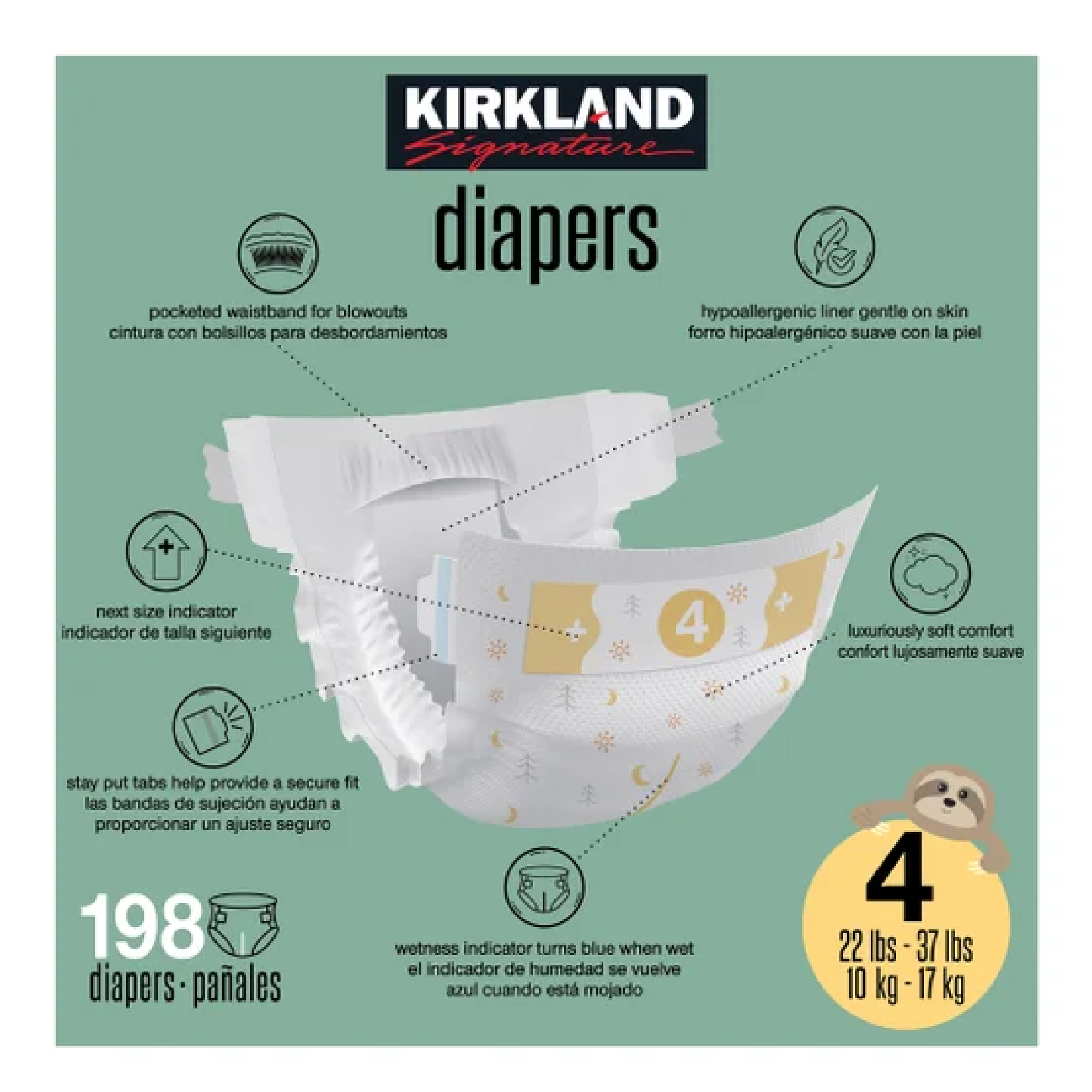 Kirkland Signature Baby Diaper, Size 4 - Image 3