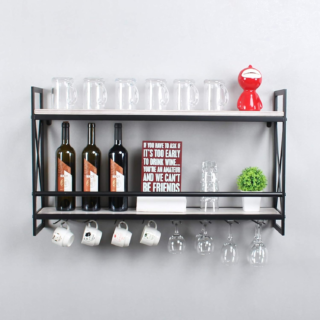 Mbqq Rustic Wall Mounted Wine Rack With Stem Glass Holder (36-inch)