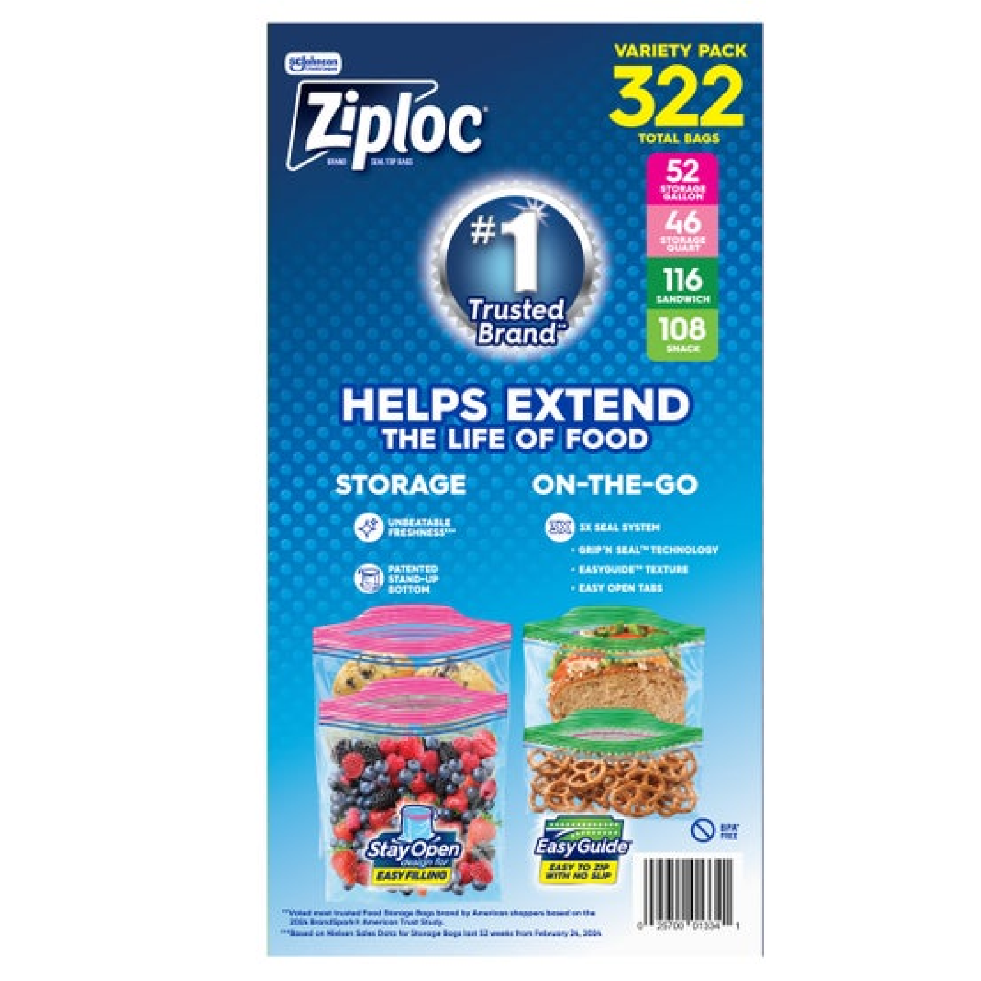 Ziploc Seal Top Bag, Variety Pack, 322-count - Image 3