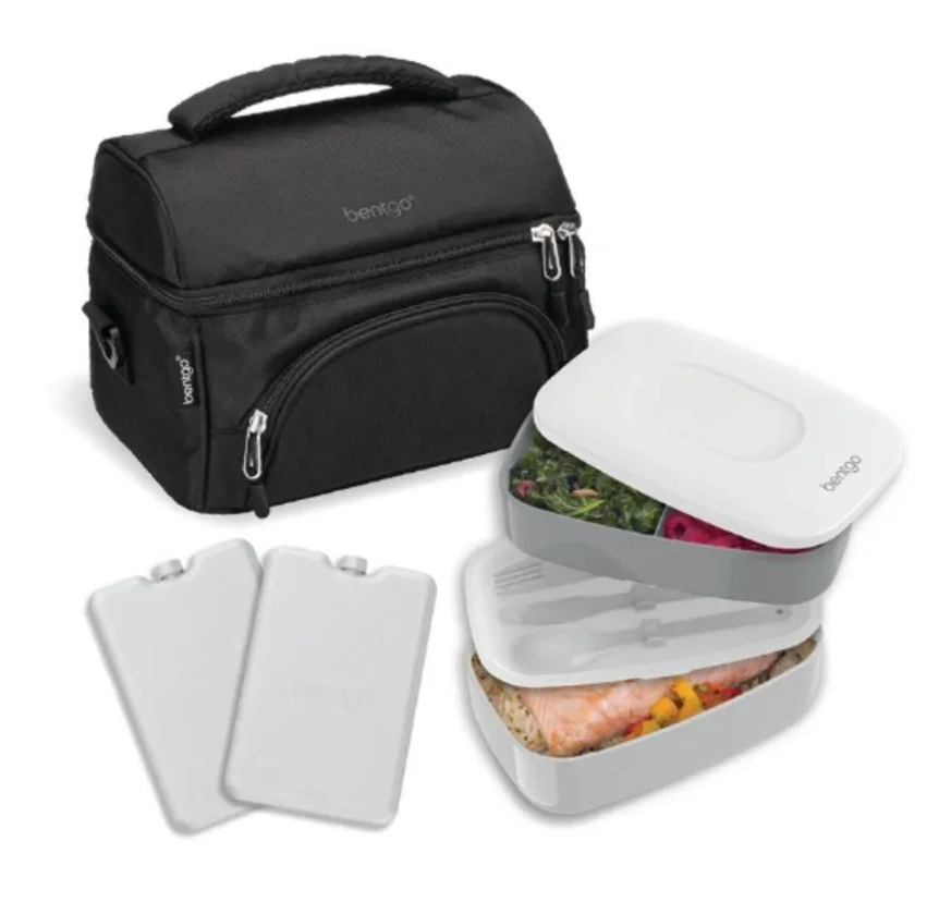 Bentgo 4-piece Deluxe Set With Insulated Lunch Bag With Ice Packs, Black