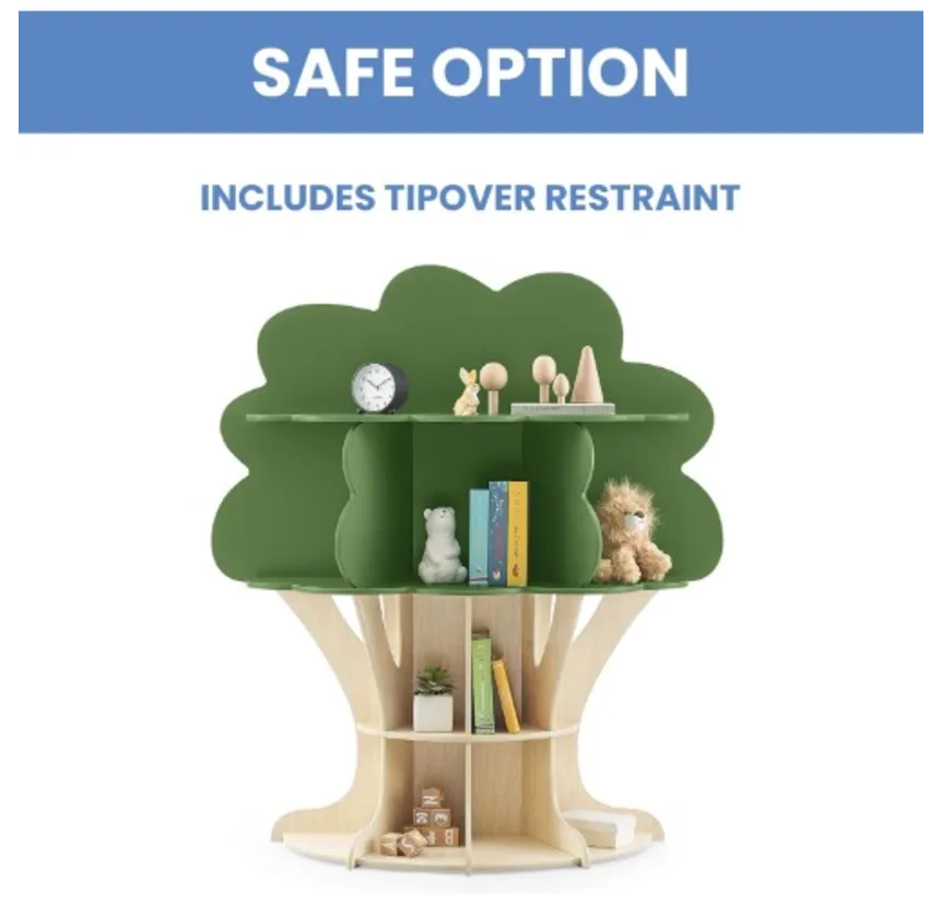 Delta Children Tree Book Shelf - Fern Green+Crafted Natural - Image 3