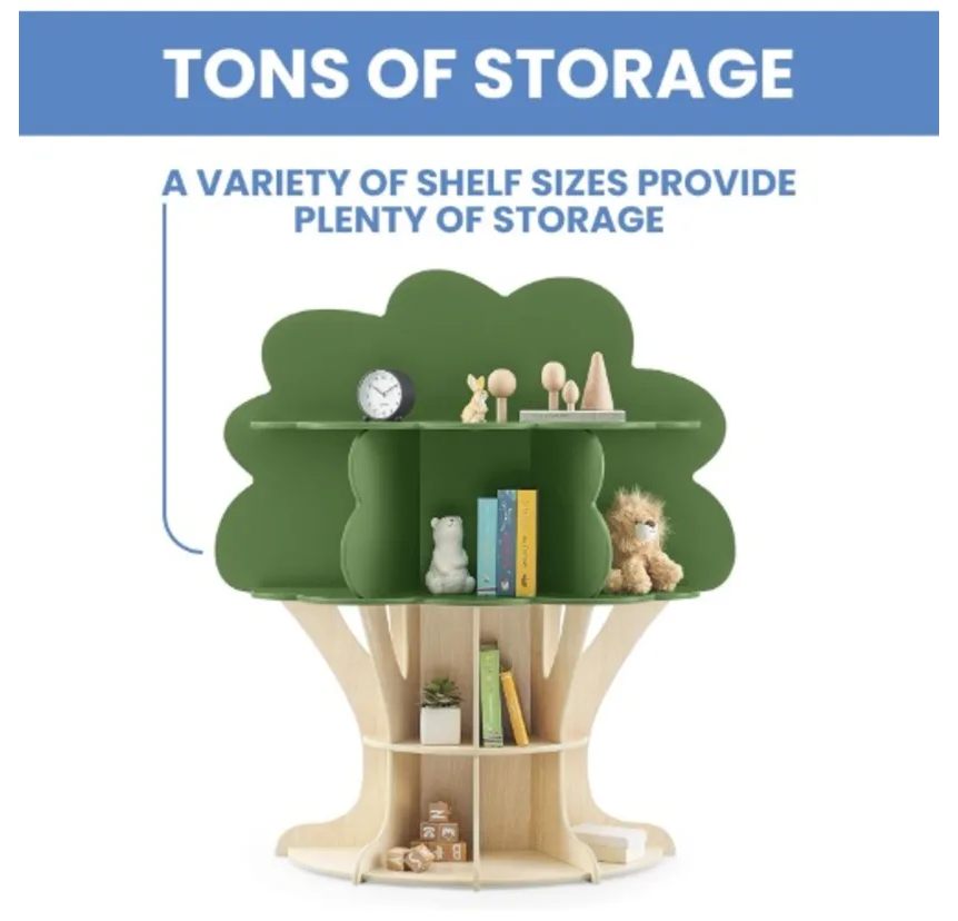 Delta Children Tree Book Shelf - Fern Green+Crafted Natural - Image 4