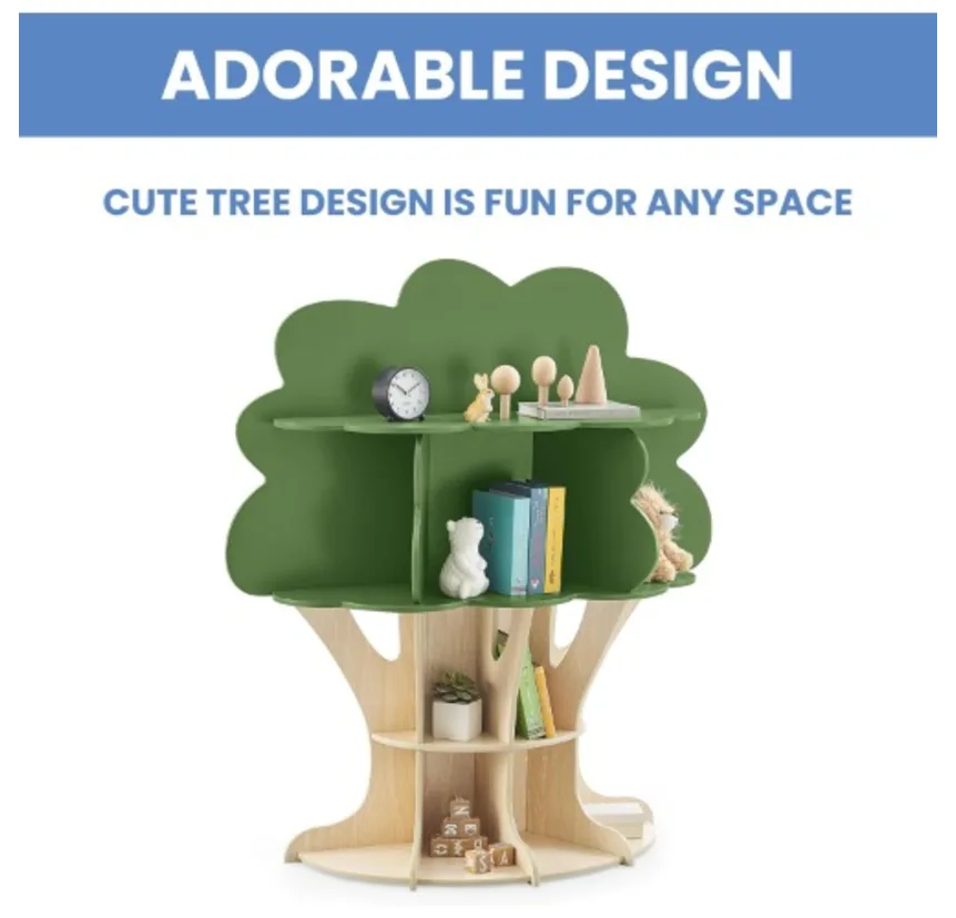 Delta Children Tree Book Shelf - Fern Green+Crafted Natural - Image 5