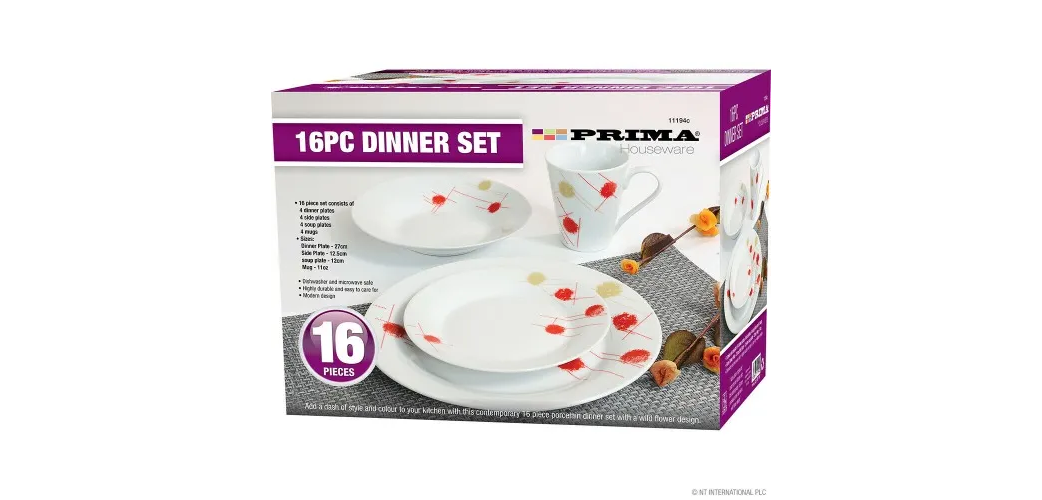 Houseware Dinner Set With Red & Creme Dot Design 16 Piece