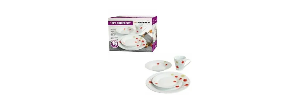 Houseware Dinner Set With Red & Creme Dot Design 16 Piece - Image 2