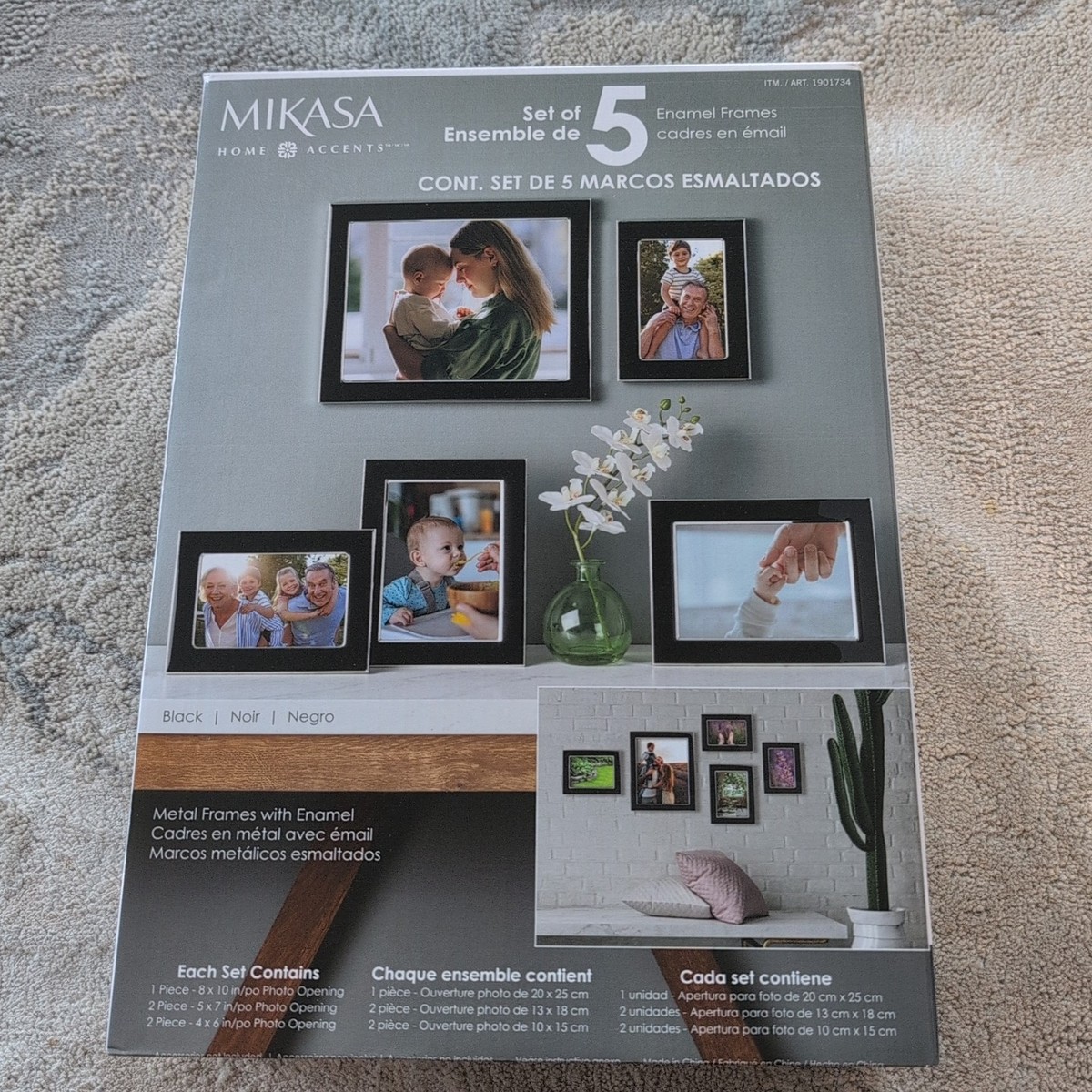 Mikasa Home Accents 5-Piece Enamel Metal Photo Frame Set ( Black)