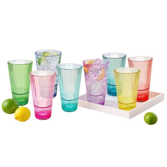 8-Piece Vibrant Acrylic Drinkware Set - 650ml - Image 6