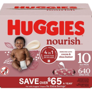 Huggies Nourish Baby Wipes - 10 Packs (640 Wipes Total)