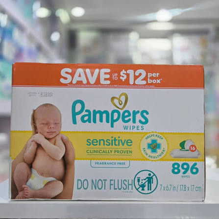 Pampers Sensitive Baby Wipes - 16 Pop-Top Packs (896 Wipes Total)