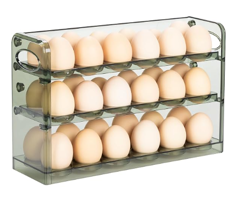 Sleek Kitchen 36-Count 3-Tier Folding Refrigerator Door Egg Organizer Rack - Image 4