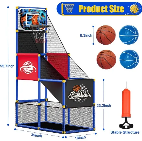 Kids Indoor Basketball Hoop Arcade Sport Set with Lighting - Image 2