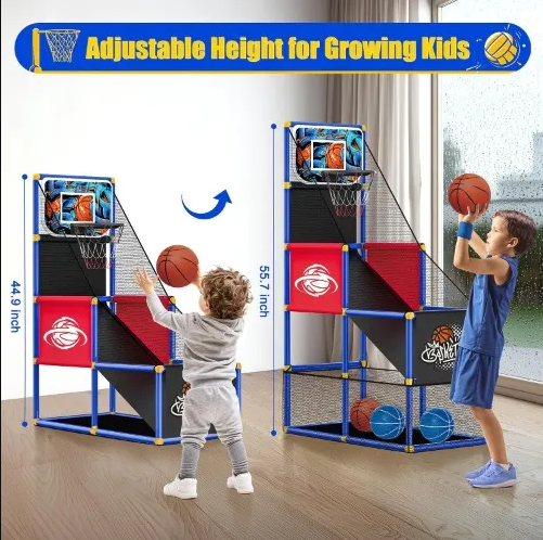 Kids Indoor Basketball Hoop Arcade Sport Set with Lighting - Image 3