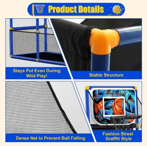 Kids Indoor Basketball Hoop Arcade Sport Set with Lighting - Image 6