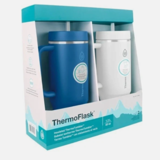 ThermoFlask Insulated Stainless Steel ThermoTumbler Set with Straws - 2 Pack (1.2L )