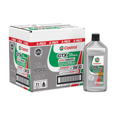 Castrol GTX High Mileage Full Synthetic Motor Oil SAE 5W-30 - 6 Pack (1 Quart Bottles)