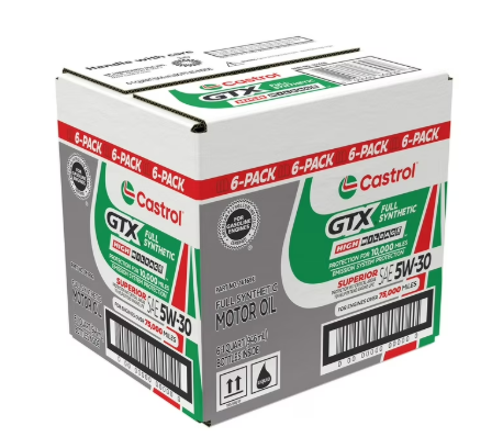 Castrol GTX High Mileage Full Synthetic Motor Oil SAE 5W-30 - 6 Pack (1 Quart Bottles) - Image 2