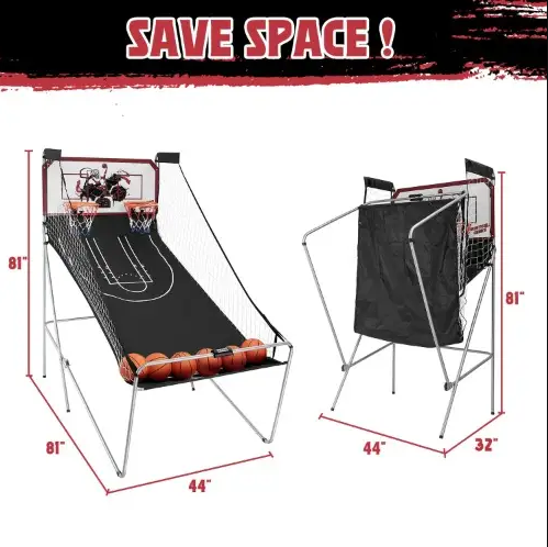 Segmart Dual Shot Foldable Basketball Arcade Game Set - 81 x 44 Inches - Image 3