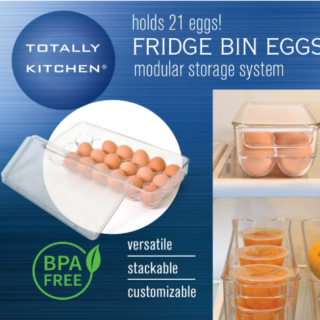 Totally Kitchen 21-Count Clear Plastic Fridge Egg Holder Bin with Lid