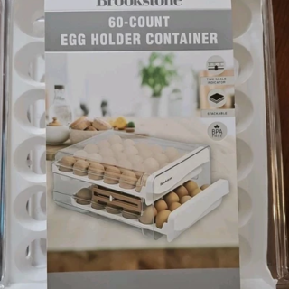 Brookstone 90-Count 3-Tier Rolling Egg Holder Container - Refrigerator Organizer