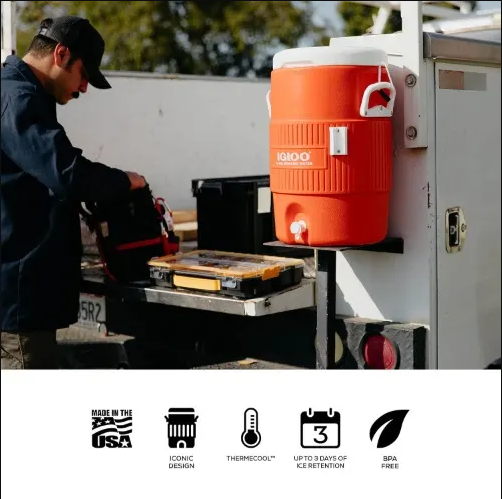 5 Gallon Heavy-duty Beverage Cooler - Orange - 18.9L - Image 3
