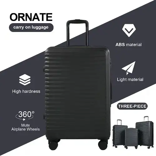 Travelhouse 3-Piece Hardside Luggage Set - Black - Image 4