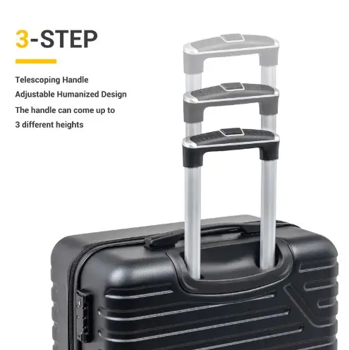 ravelhouse 5-Piece Hardside Luggage Set With TSA Lock - Black / Charcoal - Image 3